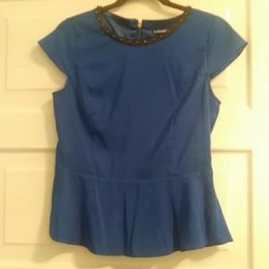 Express Blue Peplum Top